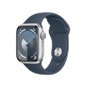 Apple Watch Series 9 41 mm Alu Silber Sport Sturmblau M/L